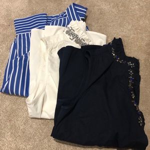 3 J Crew Tops - 2 sleeveless, 1 long sleeve